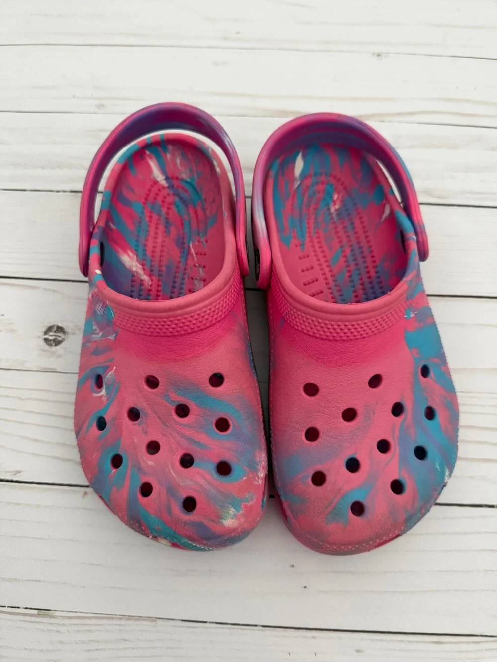 Kids Pink and Blue Slip-On Crocs